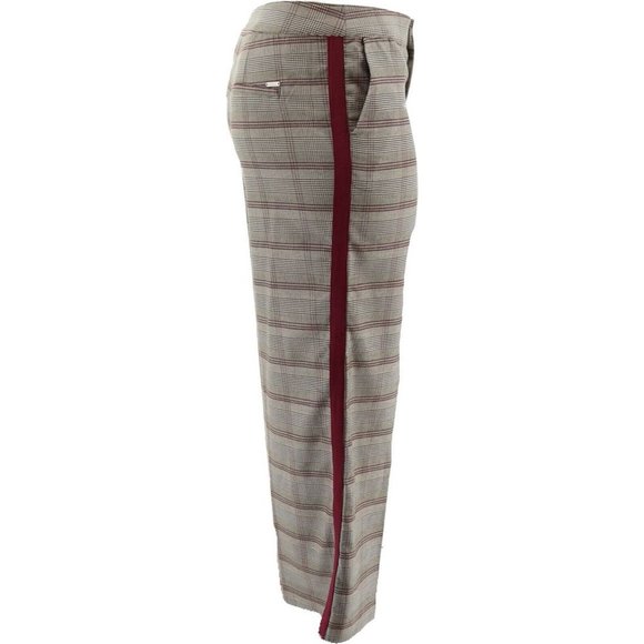 NWT G.I.L.I. PETITE WIDE LEG PLAID PANTS OLIVE/BURGUNDY STRIPE-VARIOUS SIZES - Picture 6 of 16